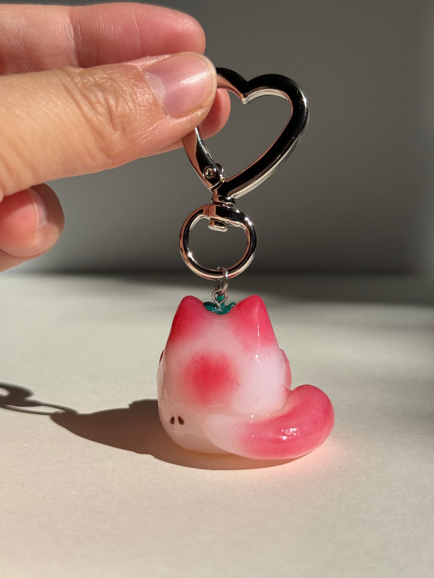 Strawberry Jelly Fruit Cat Clay Keychain