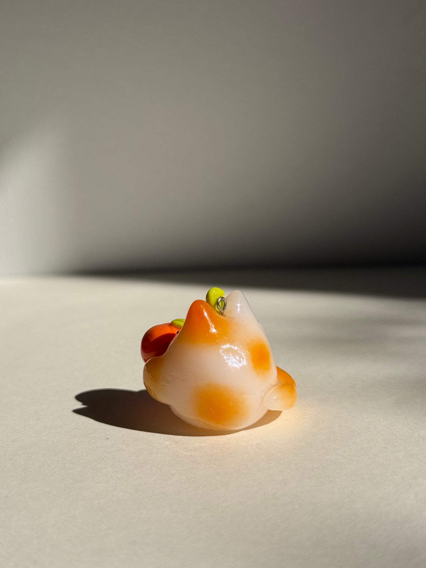 Orange Jelly Fruit Cat Clay Keychain