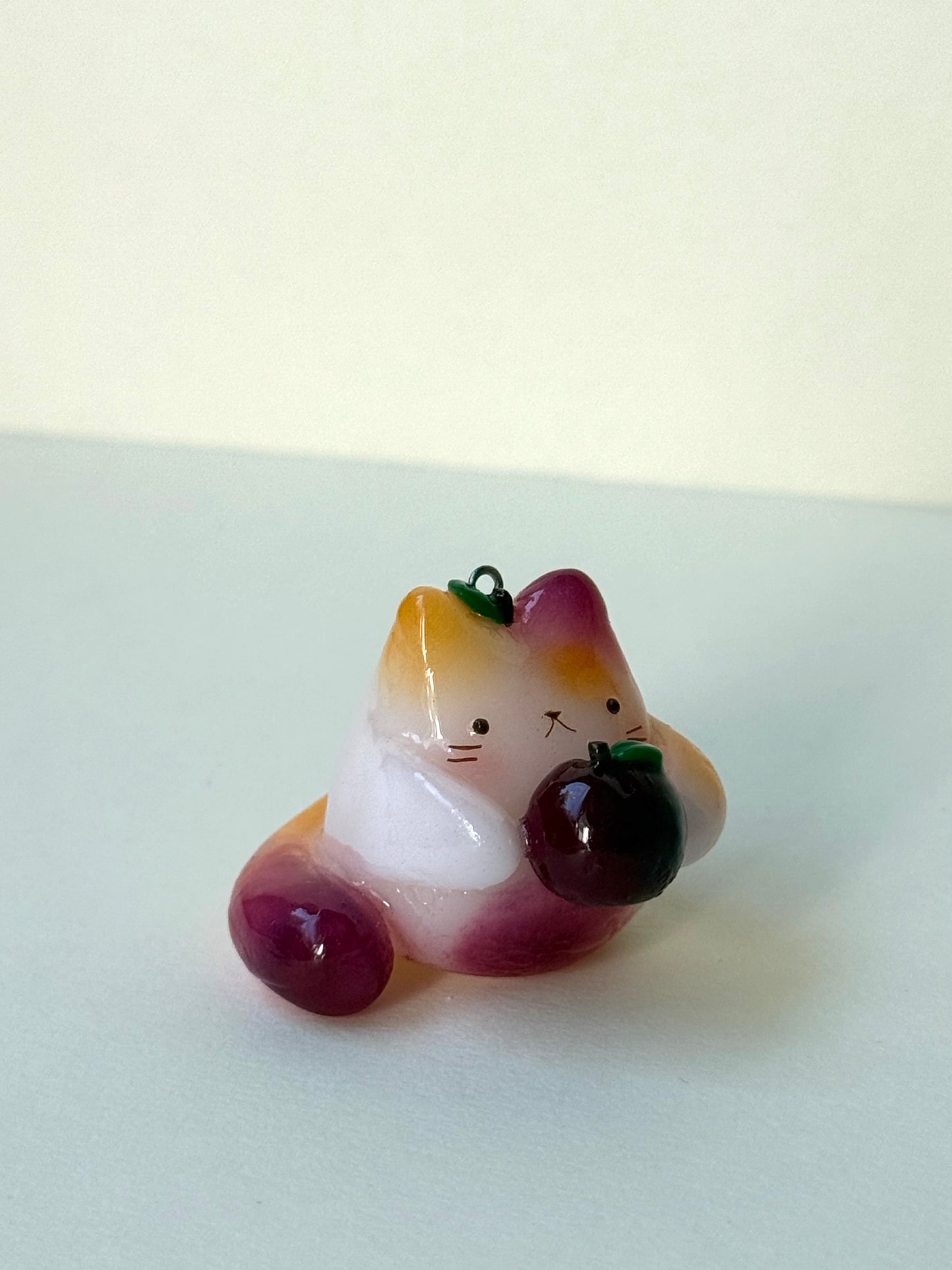 Plum Jelly Fruit Cat Clay Keychain