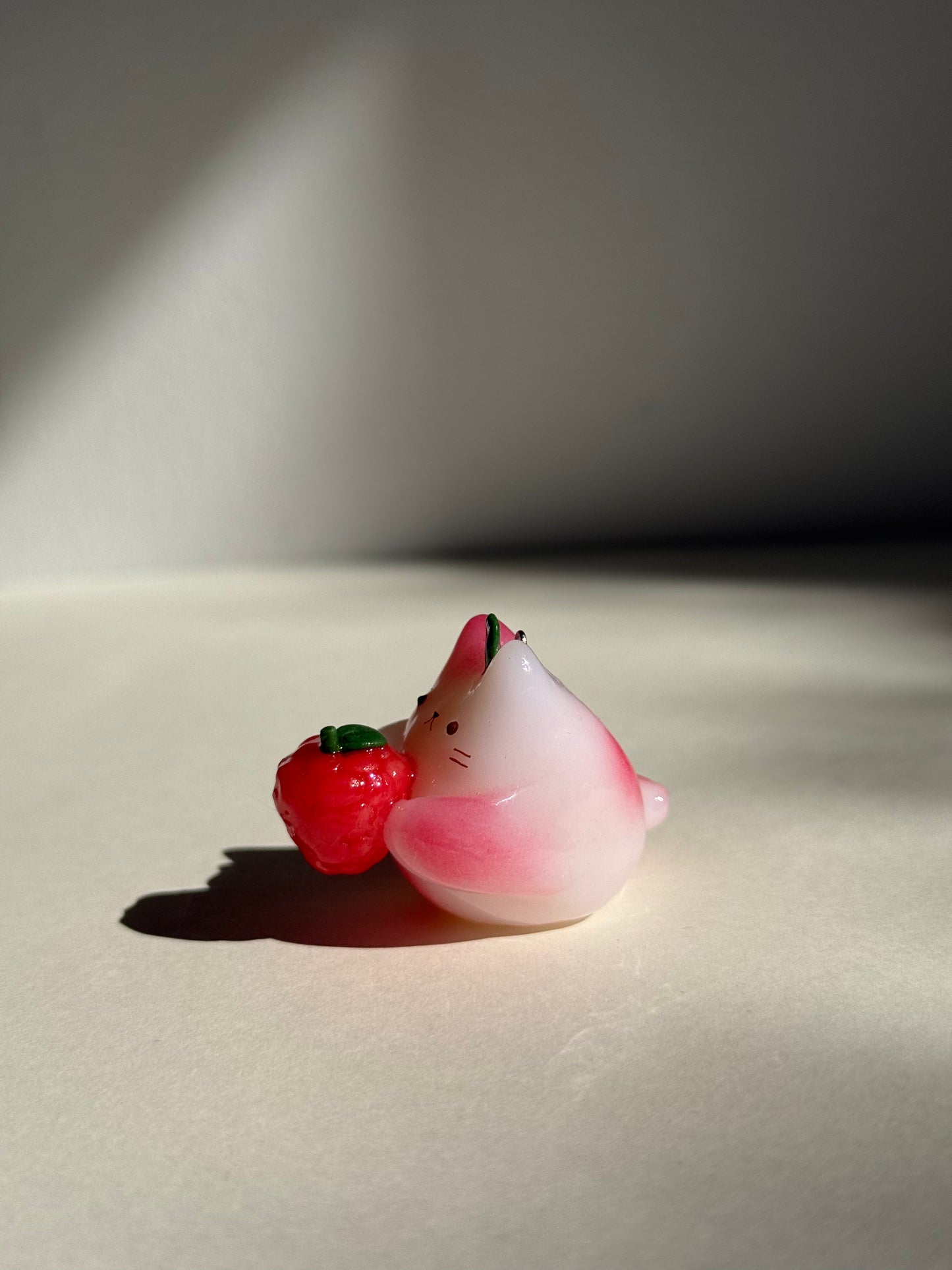 Raspberry Jelly Fruit Cat Clay Keychain