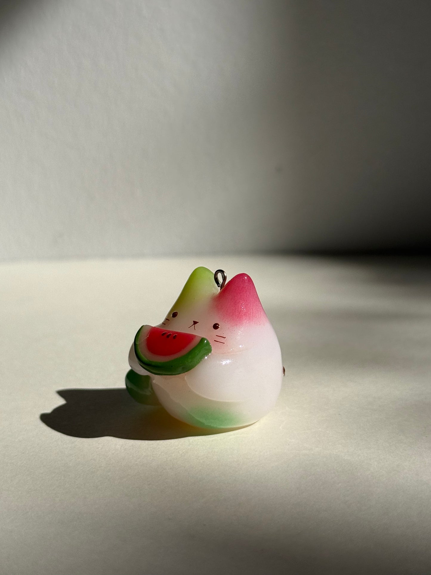 Watermelon Jelly Fruit Cat Clay Keychain