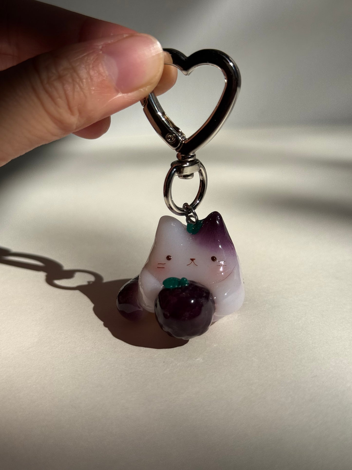 Blackberry Jelly Fruit Cat Clay Keychain