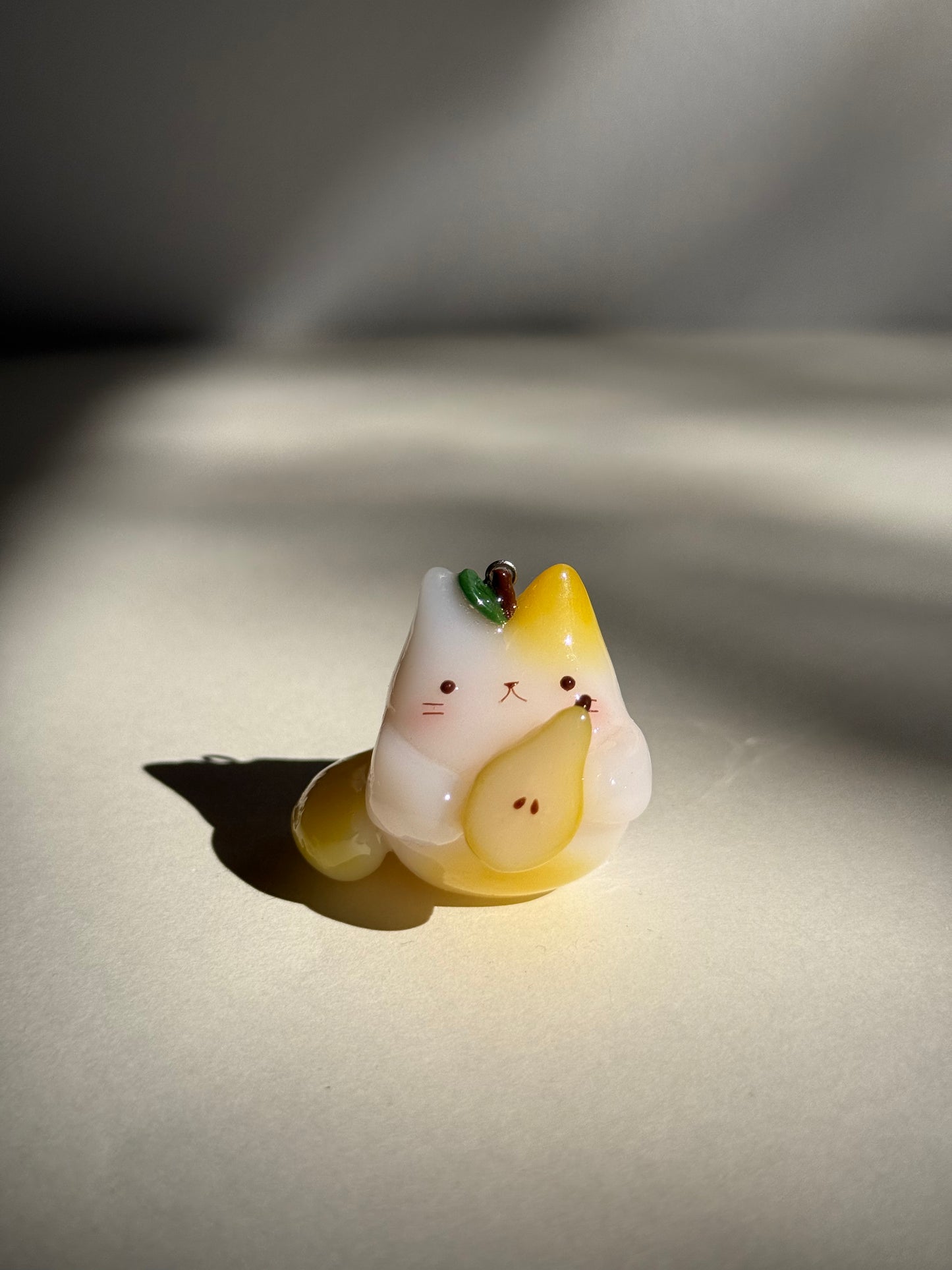 Pear Jelly Fruit Cat Clay Keychain