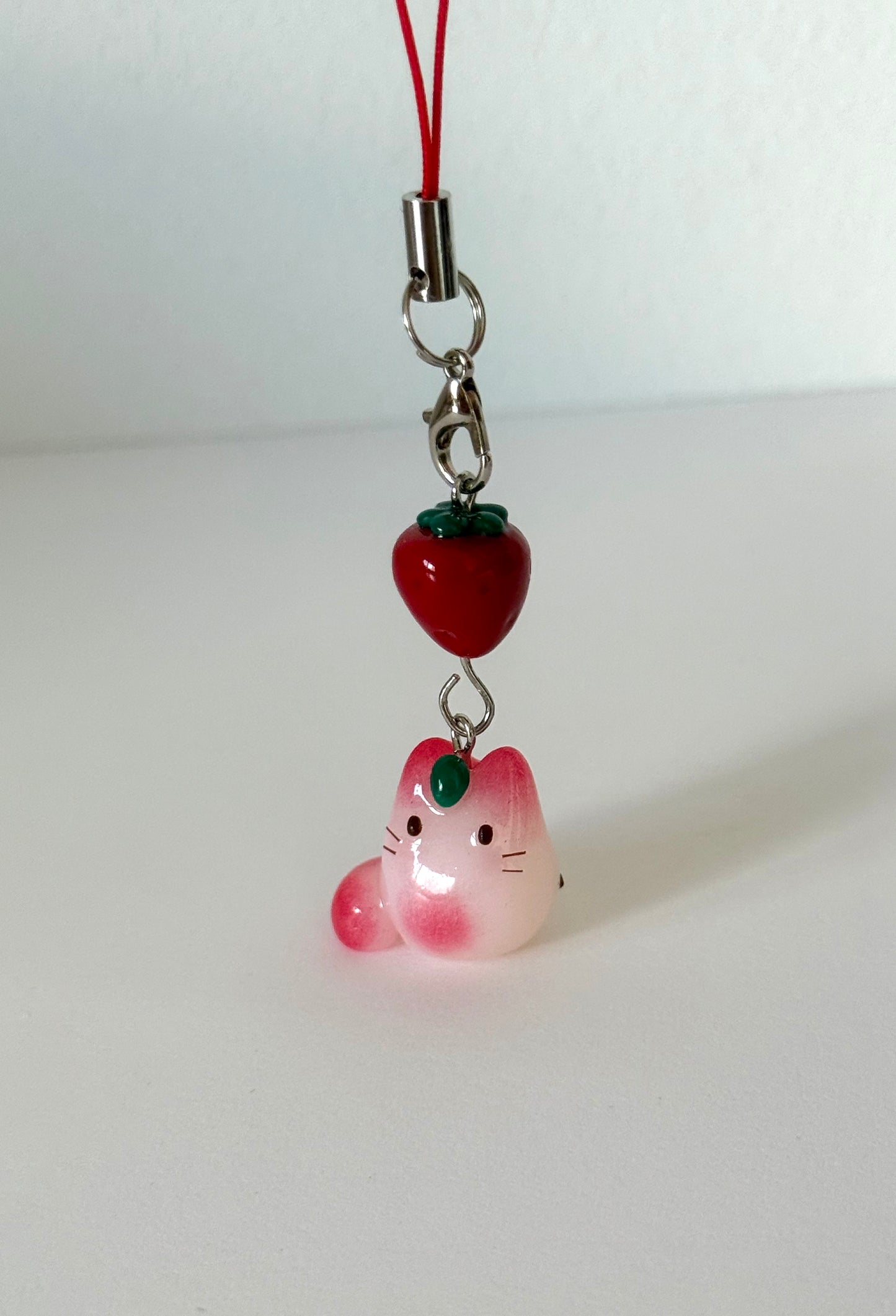 BABY Strawberry Jelly Fruit Cat Clay Phone Strap (Two Versions)
