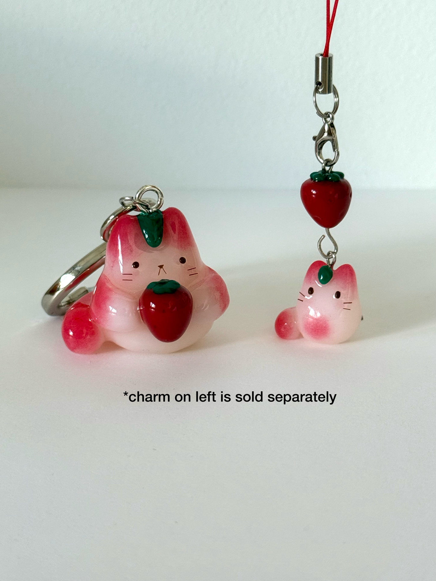 BABY Strawberry Jelly Fruit Cat Clay Phone Strap (Two Versions)