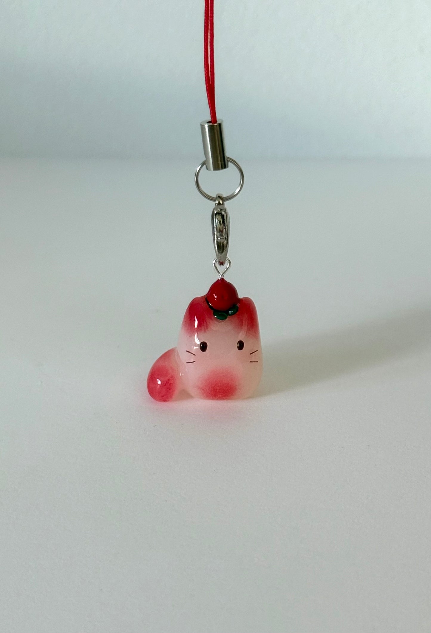 BABY Strawberry Jelly Fruit Cat Clay Phone Strap (Two Versions)