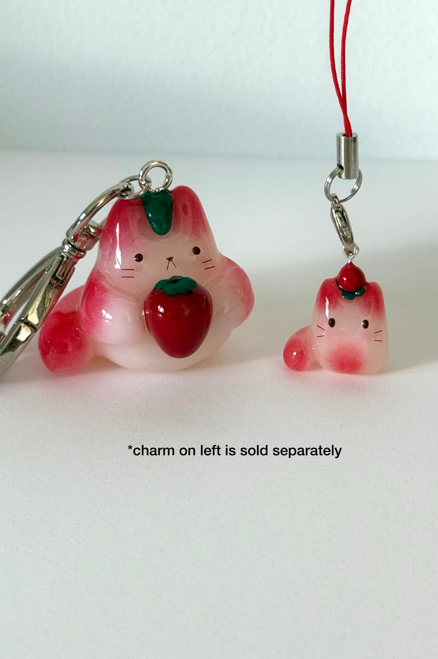 BABY Strawberry Jelly Fruit Cat Clay Phone Strap (Two Versions)