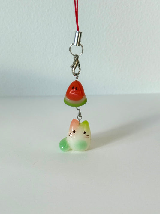 BABY Watermelon Jelly Fruit Cat Clay Phone Strap