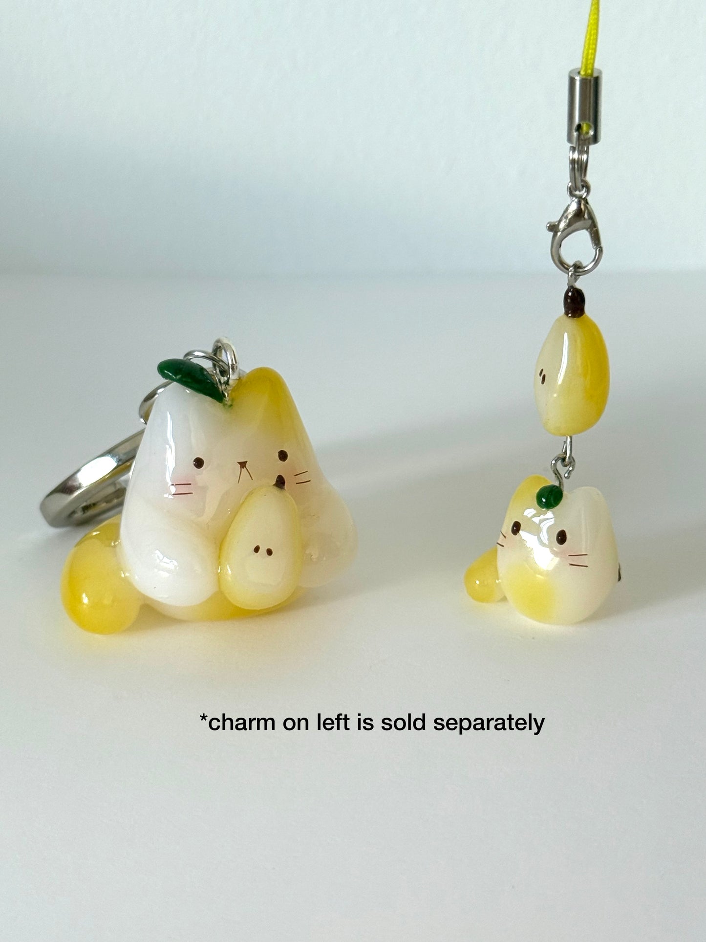 BABY Pear Jelly Fruit Cat Clay Phone Strap